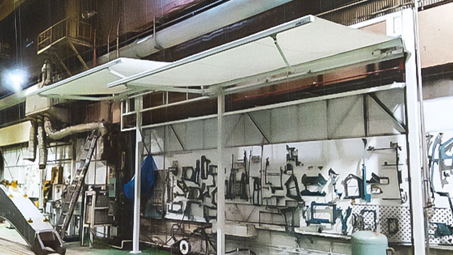 作業場飛散防止用オーニングテント